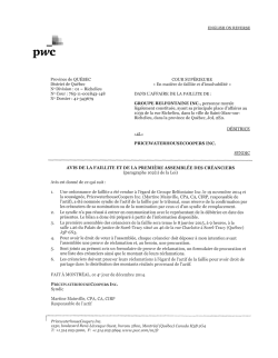 Avis aux cr&eacute;anciers de la faillite et de la premi&egrave;re assembl&eacute;e