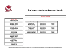 Reprise des entrainements secteur féminin