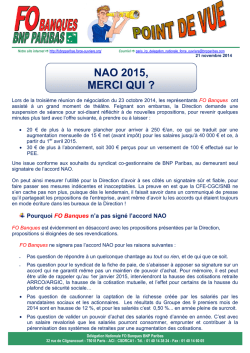 NAO 2015, MERCI QUI ? - FO BNP PARIBAS