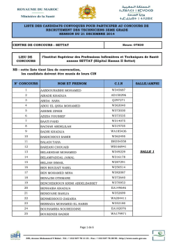 LIEU DE CONCOURS N&deg; CONCOURS NOM ET PRENOM C.I.N