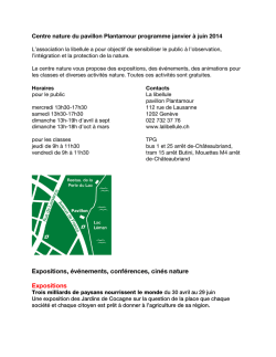 Expositions, &eacute;v&eacute;nements, conf&eacute;rences, cin&eacute;s nature