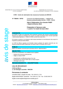 a vis de stage - CVRH de M&acirc;con