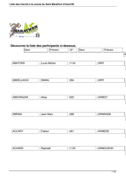 Liste des inscrits à la course du Semi Marathon 21kms100
