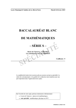 BAC blanc du 24 02 2015 : sujet sp&eacute;cialit&eacute;