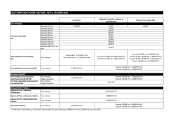 LES TARIFS SUR VOTRE FACTURE AU 1er JANVIER 2016