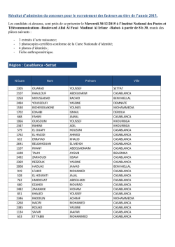Région : Casablanca –Settat