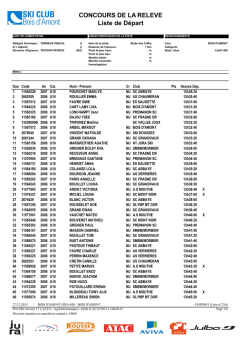 CONCOURS DE LA RELEVE Liste de D&eacute;part - Ski