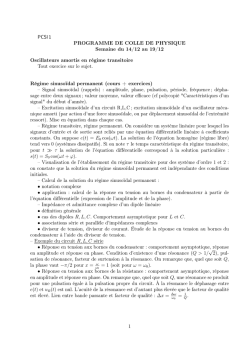 PCSI 1 PROGRAMME DE COLLE DE PHYSIQUE Semaine du 14