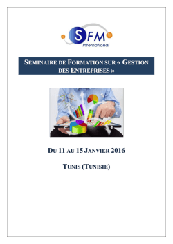 " La gestions des Entreprises " Du 11 au 15 Janvier 2016