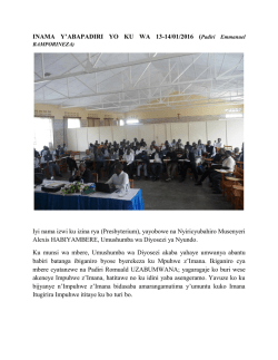 INAMA Y`ABAPADIRI YO KU WA 13-14/01/2016 ( Iyi nama izwi ku