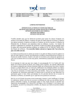 Limites de position - Bourse de Montr&eacute;al