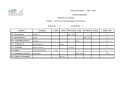 Emplois du Temps Semestre : 2 - Ensemble : 1 Fili&egrave;re : Sciences
