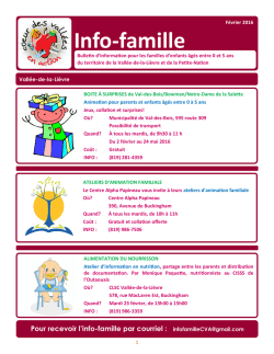 F&eacute;vrier 2016 - Coeur des Vall&eacute;es en Action