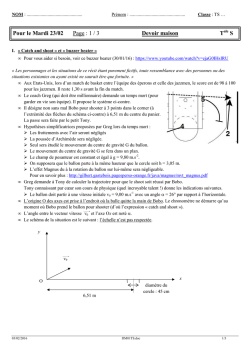 Pour le Mardi 23/02 Page : 1 / 3 Devoir maison T S