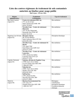 Liste des centres régionaux de traitement de sols contaminés