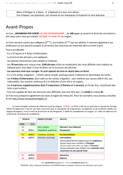 Avant-Propos - Grammaire anglaise