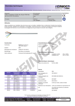 Donn&eacute;es techniques - Heiniger Kabel AG