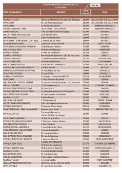 Liste des Opticiens conventionnés au NOM DU MAGASIN
