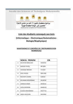 Liste des &eacute;tudiants convoqu&eacute;s aux tests (Informatique
