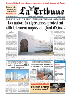 Les autorit&eacute;s alg&eacute;riennes protestent officiellement aupr&egrave;s