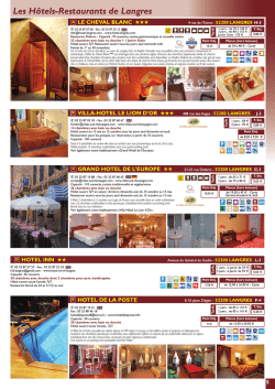 H&ocirc;tel et restaurant - Office de tourisme Pays de Langres