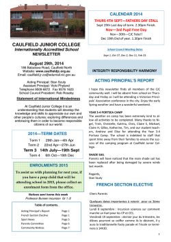 Aug 29th 2014.pub - Caulfield Junior College