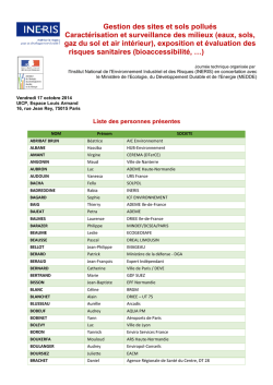 Liste des participants - Ministère du Développement durable