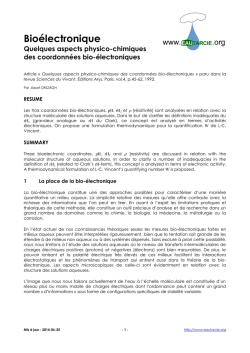 Quelques aspects physico-chimiques des coordonn&eacute;es