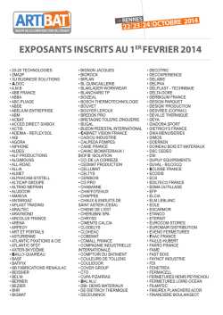 EXPOSANTS INSCrITS Au 1Er FEVrIEr 2014 OCTObrE