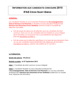 information aux candidats concours 2015 ifas croix saint