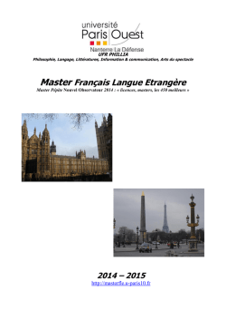 Master Fran&ccedil;ais Langue Etrang&egrave;re