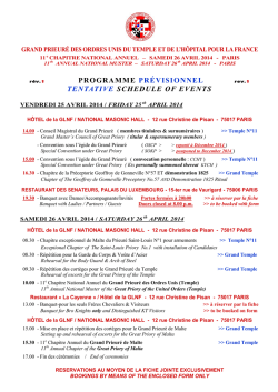 PROGRAMME PR&Eacute;VISIONNEL TENTATIVE SCHEDULE OF EVENTS