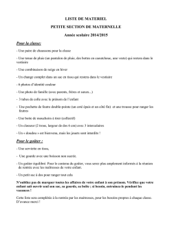 LISTE DE MATERIEL PETITE SECTION DE MATERNELLE Année