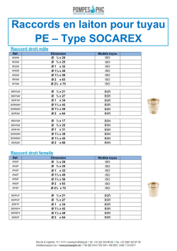 Raccords en laiton pour tuyau PE – Type SOCAREX