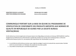 communique portant sur la mise en &oelig;uvre du programme de