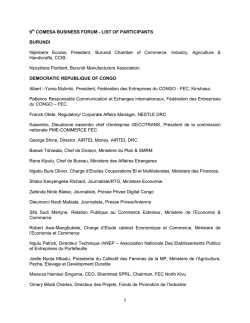 1 9th COMESA BUSINESS FORUM - LIST OF PARTICIPANTS BURUNDI