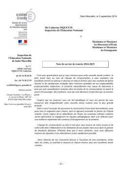T&eacute;l&eacute;charger la note de service N&deg;1 relative &agrave; la rentr&eacute;e 2014