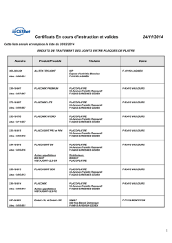 Liste des produits certifi&eacute;s au 24/11/2014