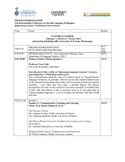 PROGRAM/PROGRAMME 3rd International Conference on Second