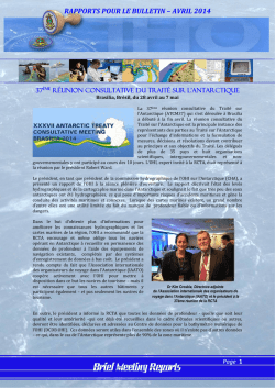 RAPPORTS POUR LE BULLETIN &ndash; AVRIL 2014