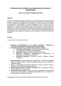 Economie des médias et connaissance des acteurs