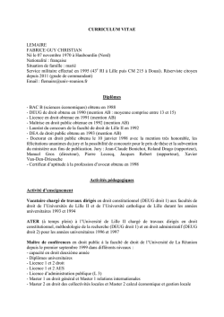 CURRICULUM VITAE LEMAIRE FABRICE GUY CHRISTIAN N&eacute; le