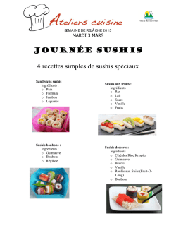 Ateliers cuisine - Sushis spéciaux - Ville de Mont-Saint
