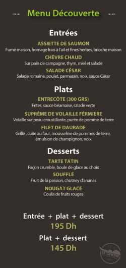Menu d&eacute;couverte