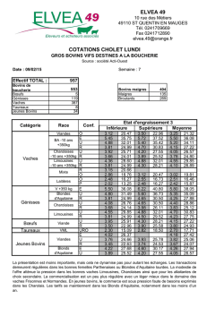 COTATIONS CHOLET LUNDI ELVEA 49