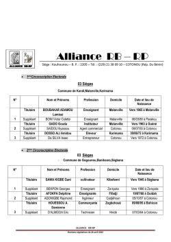 ALLIANCE RB-RP - 24 heures au B&eacute;nin