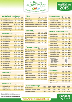 Télécharger le tarif animaux et alimentation animale printemps été