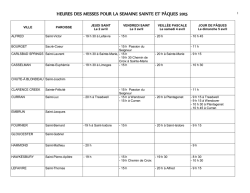 heures des messes pour la semaine sainte et p&acirc;ques 2015