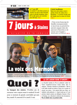 7 jours &agrave; Stains n&deg;828 du 16 avril 2015