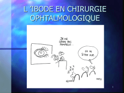 L `IBODE EN CHIRURGIE OPHTALMOLOGIQUE